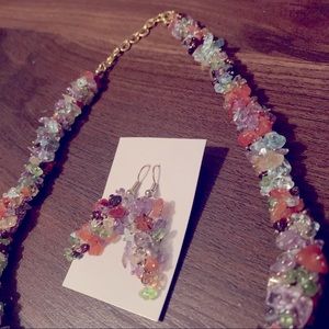 Gorgeous Gemstone Cluster Necklace Set